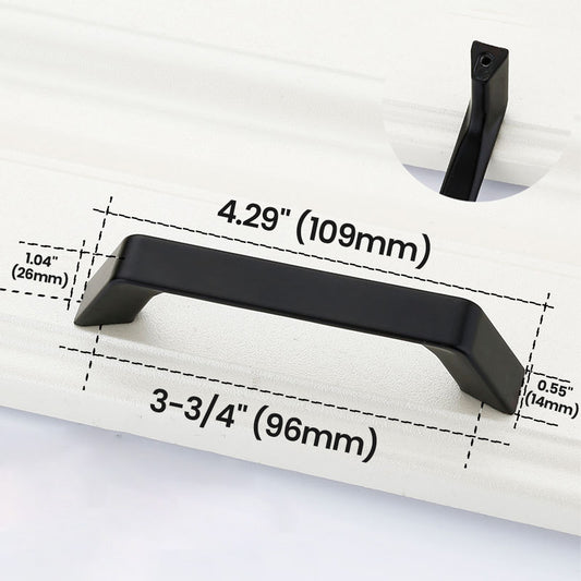 3-3/4”(96mm) Black Straight Bar Cabinet Pull Flat Bar Handle size - VisitHardware
