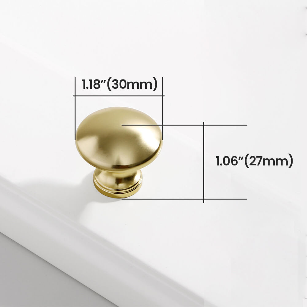 Brushed Brass Round Single Hole Cabinet Knob Size