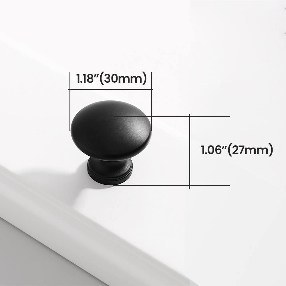 Matte Black Round Single Hole Cabinet Knob Size