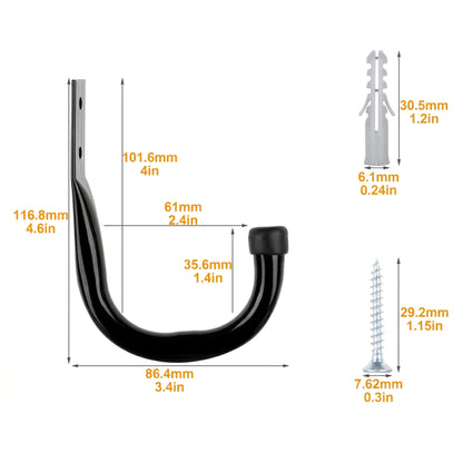 Heavy Duty J Hooks for Garage Wall Storage Size