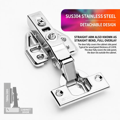 Premium SUS304 Stainless Steel Soft Close Cabinet Hinges, Full overlay - VisitHardware