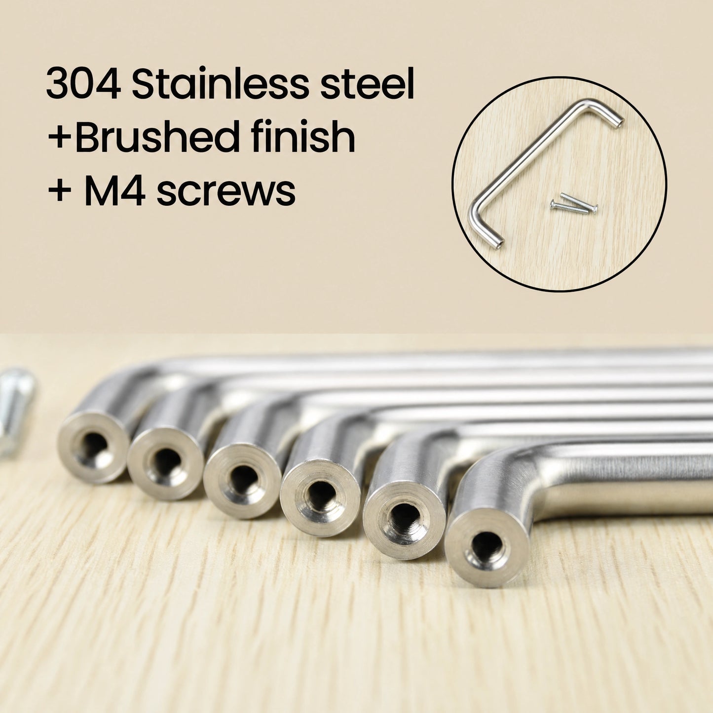 304 Stainless steel+Brushed finish
+ M4 screws - VisitHardware
