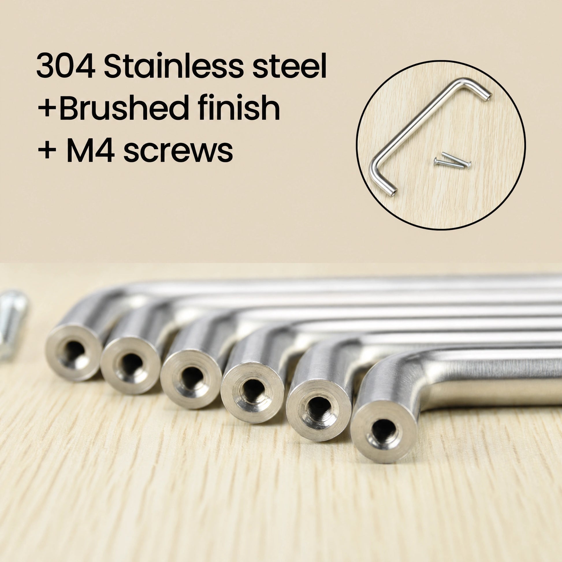 304 Stainless steel+Brushed finish
+ M4 screws - VisitHardware
