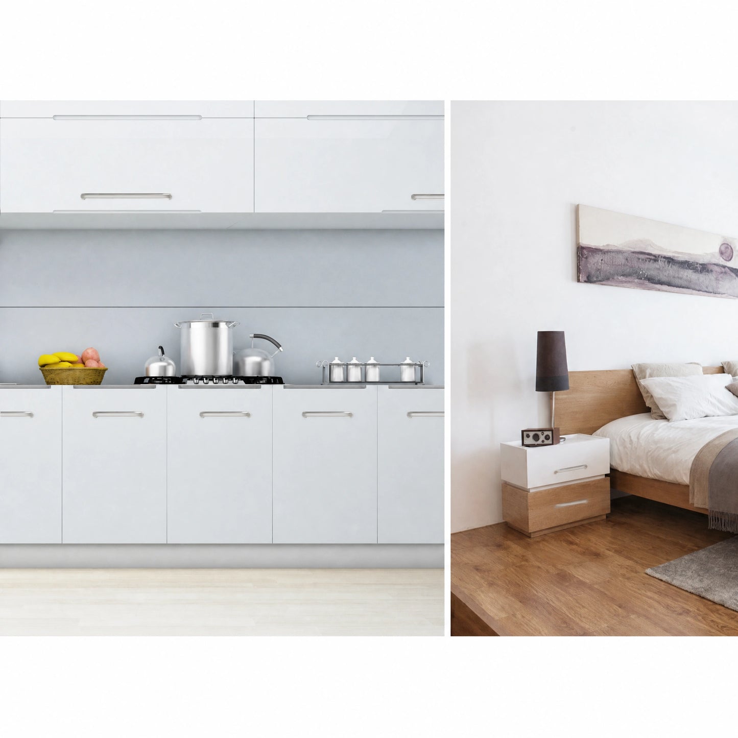 Modern kitchen cabinet with brushed 304 stainless steel solid wire handles - VisitHardware