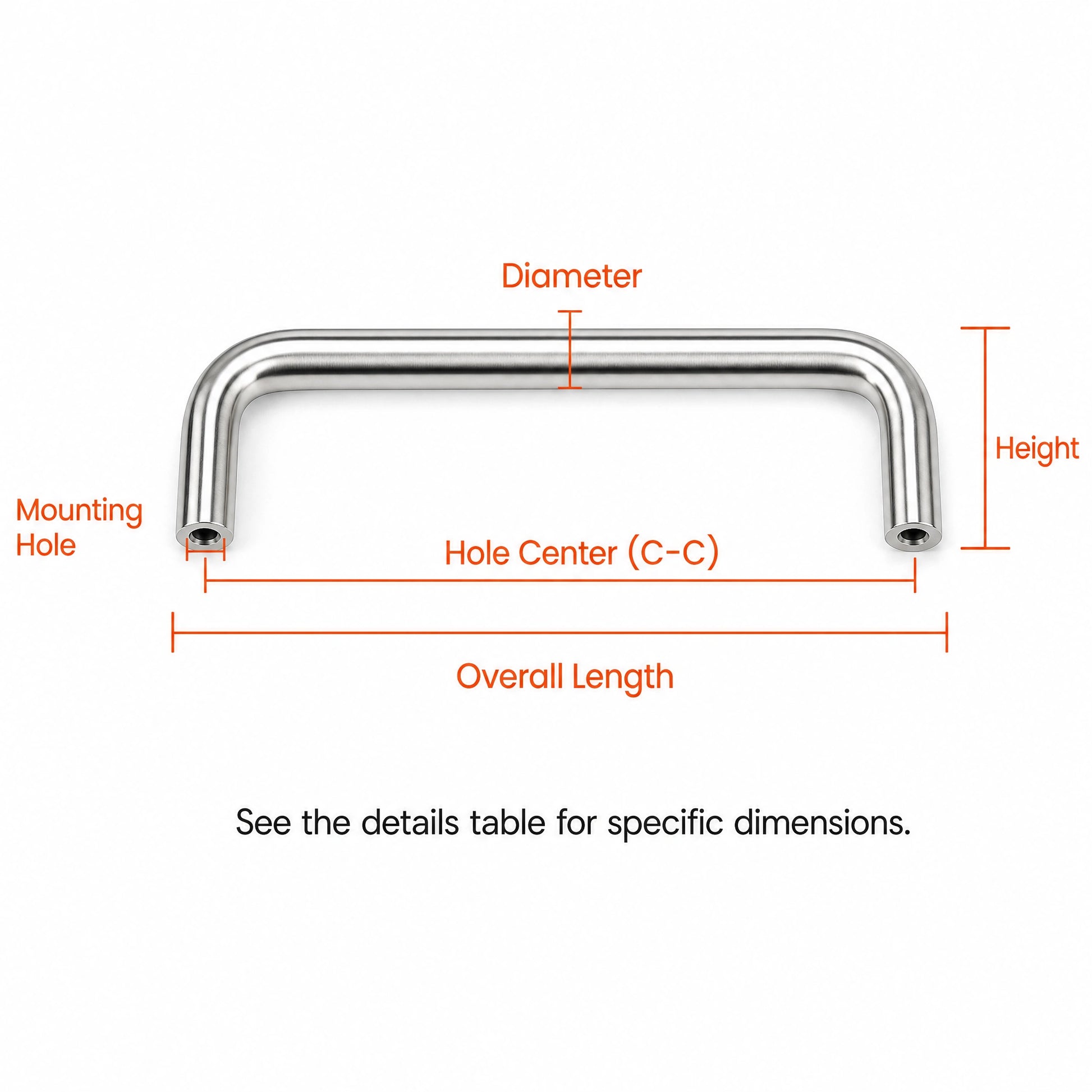 Solid Stainless Steel Wire Pull Handles Size - VisitHardware