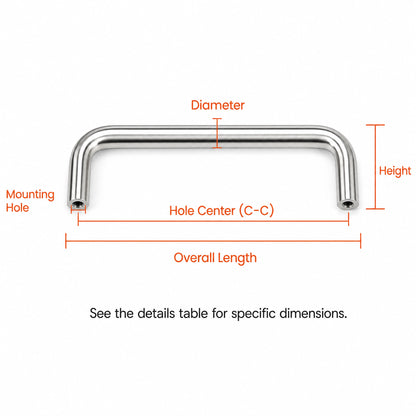 Solid Stainless Steel Wire Pull Handles Size - VisitHardware