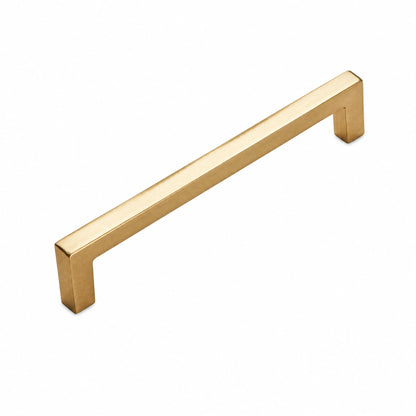 160mm Modern Brushed Brass Square Cabinet Handles for Kitchen Drawers - VisitHardware