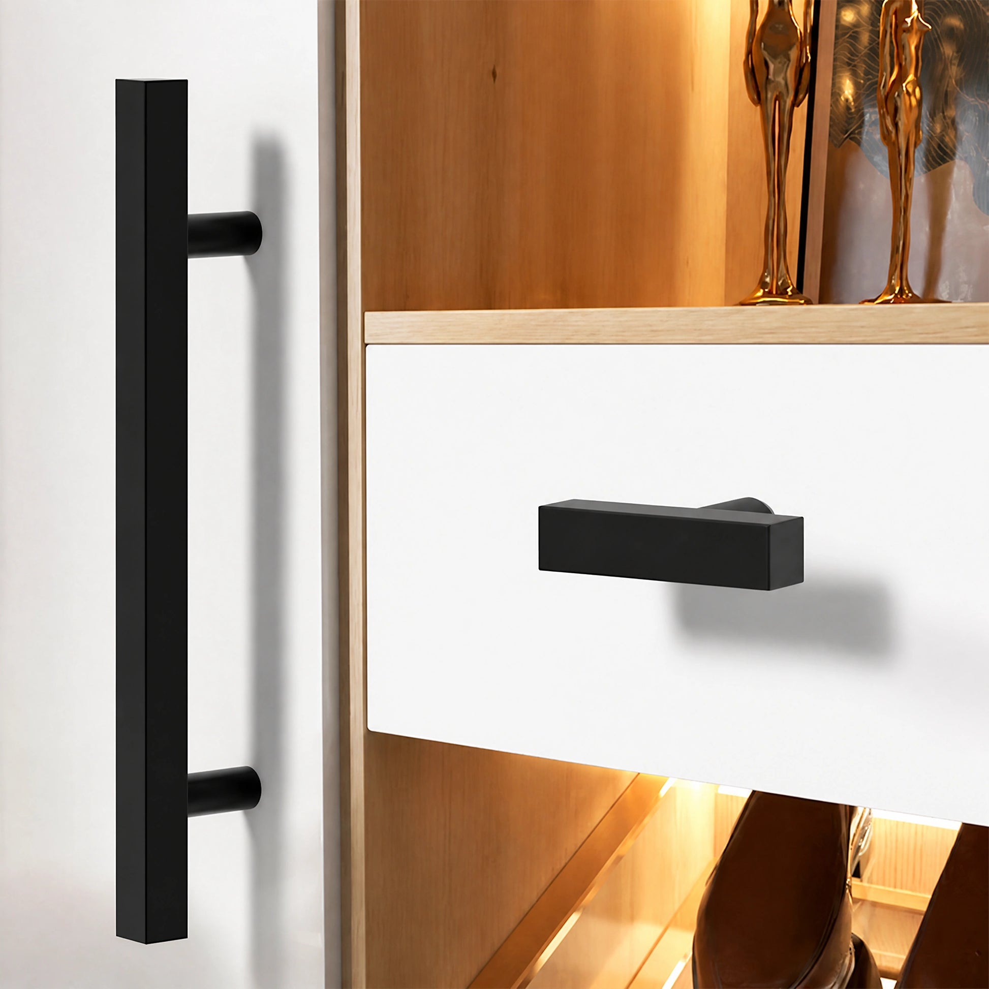Black Square T-Bar Cabinet Knobs - VisitHardware