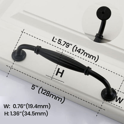 5"(128mm) Black Bail Pull Cabinet Handles – Curved Aluminum Drawer Pulls size - VisitHardware