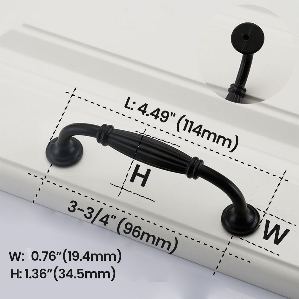 3-3/4"(96mm) Black Bail Pull Cabinet Handles – Curved Aluminum Drawer Pulls size - VisitHardware