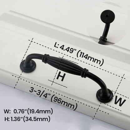 3-3/4"(96mm) Black Bail Pull Cabinet Handles – Curved Aluminum Drawer Pulls size - VisitHardware