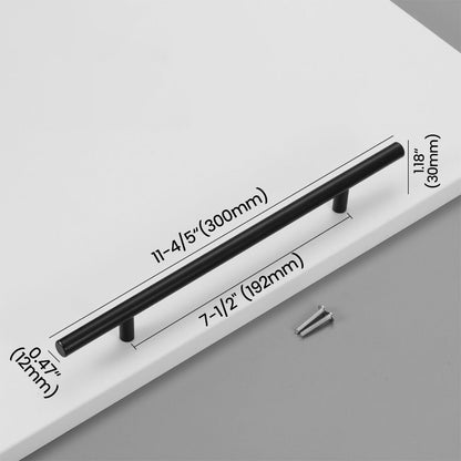192mm Matte Black Stainless Steel Bar Pull Size - VisitHardware
