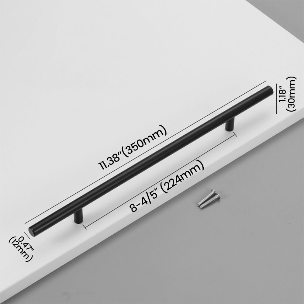 224mm Matte Black Stainless Steel Bar Pull Size - VisitHardware