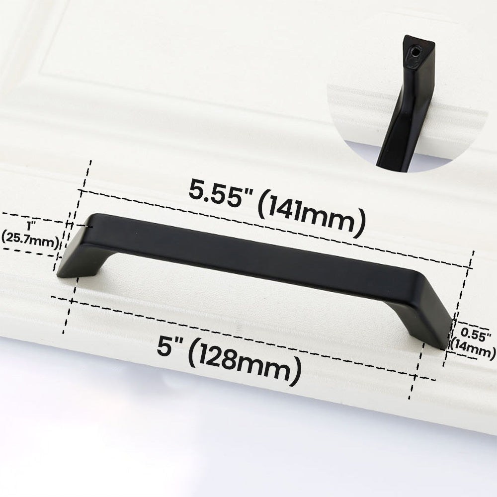 5”(128mm) Black Straight Bar Cabinet Pull Flat Bar Handle size - VisitHardware