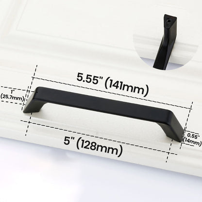 5”(128mm) Black Straight Bar Cabinet Pull Flat Bar Handle size - VisitHardware