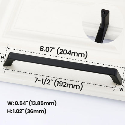 7-1/2”(192mm) Black Straight Bar Cabinet Pull Flat Bar Handle size - VisitHardware