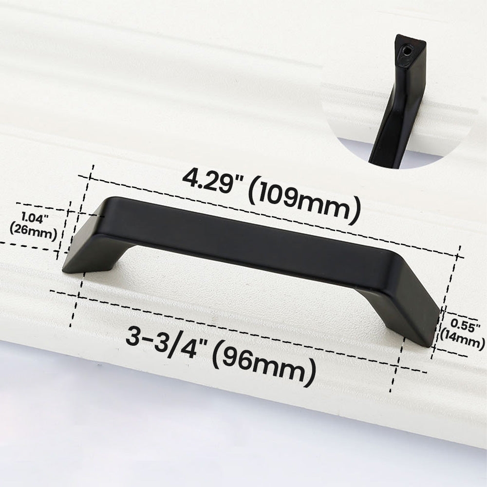 3-3/4”(96mm) Black Straight Bar Cabinet Pull Flat Bar Handle size - VisitHardware