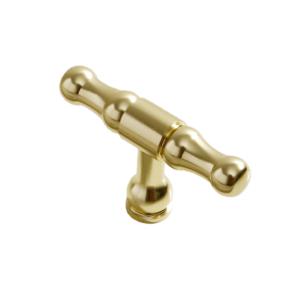 Brushed Brass Single Hole Cabinet Knob – Aluminum Alloy T-Bar Handle - VisitHardware