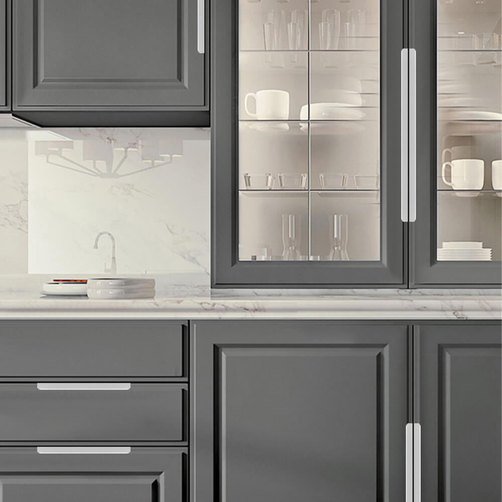 Brushed Gray Aluminum Finger Pull Cabinet Handles - VisitHardware