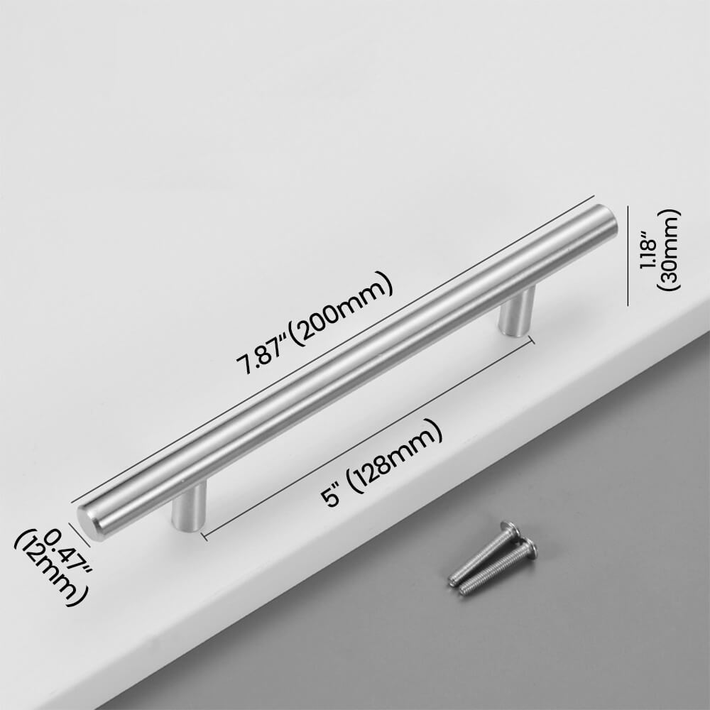 128mm Brushed Stainless Steel Bar Pull Size