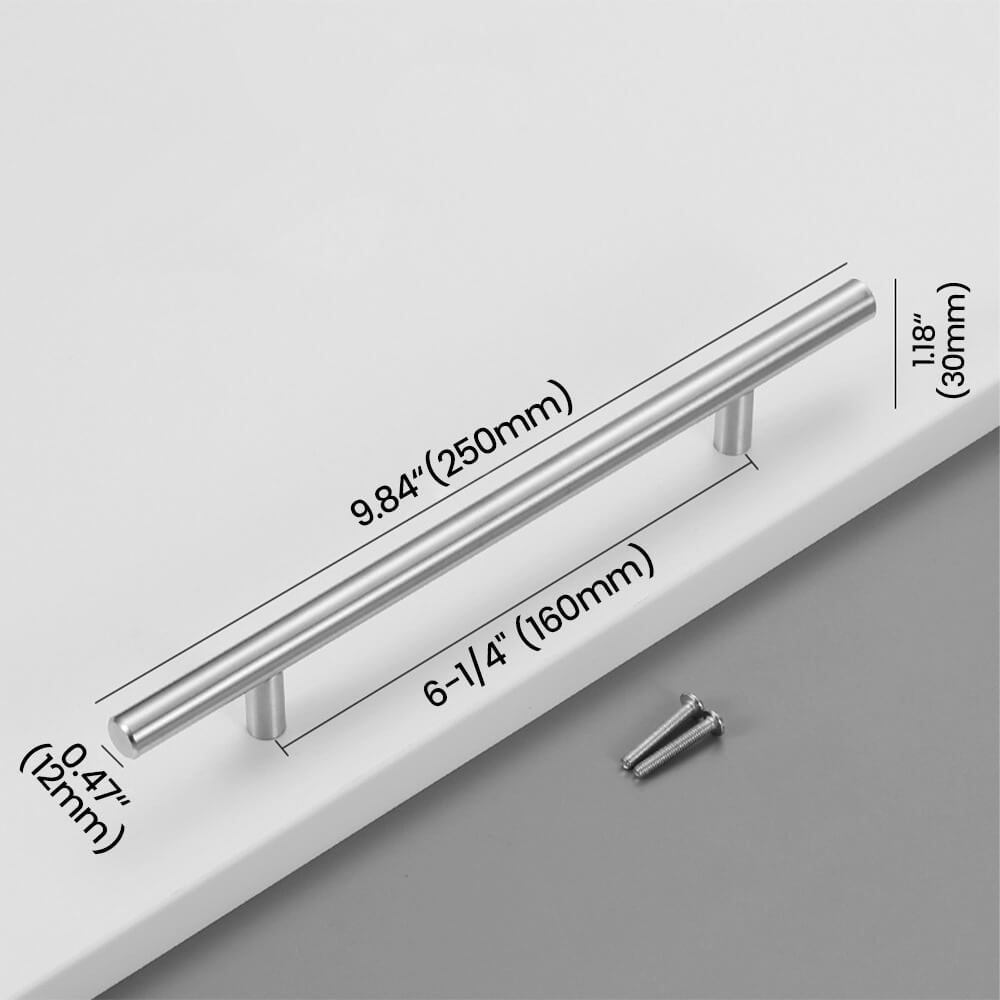 160mm Brushed Stainless Steel Bar Pull Size
