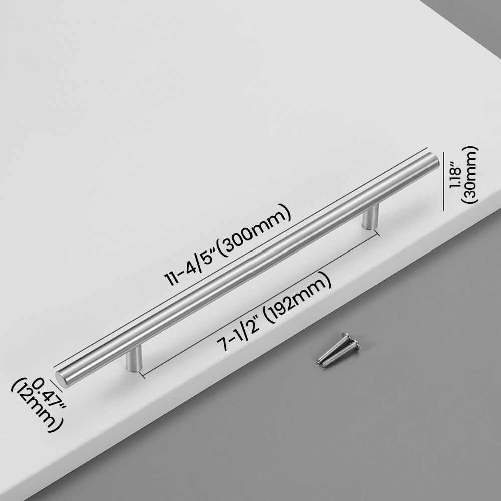 192mm Brushed Stainless Steel Bar Pull Size