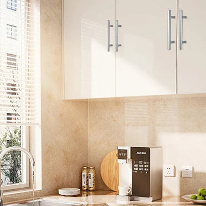 Brushed Stainless Steel Bar Pull in White Kitchen Cabinets - VisitHardware