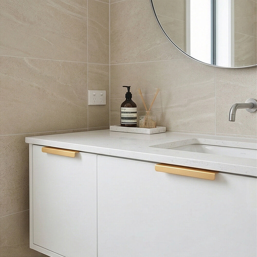 Champagne Gold Aluminum Finger Pull Cabinet Handles - VisitHardware