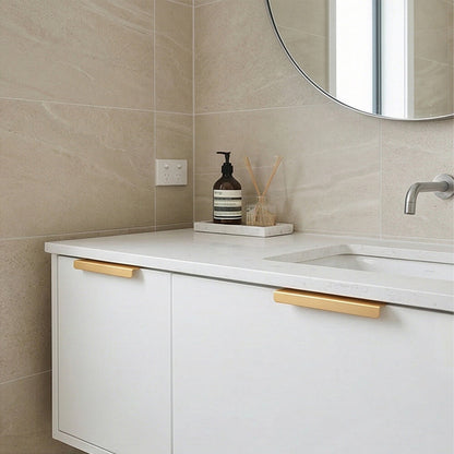 Champagne Gold Aluminum Finger Pull Cabinet Handles - VisitHardware