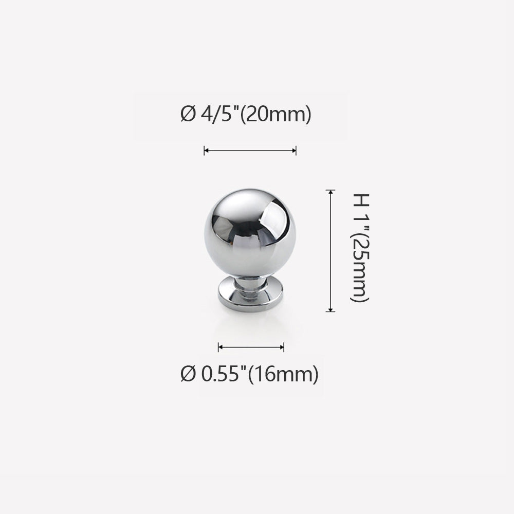 Ø 4/5"(20mm) Chrome Plated Brass Ball Knob with Base