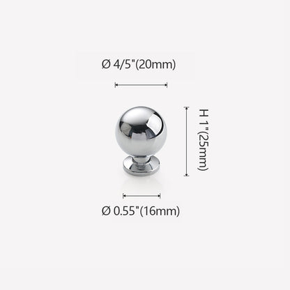 Ø 4/5"(20mm) Chrome Plated Brass Ball Knob with Base