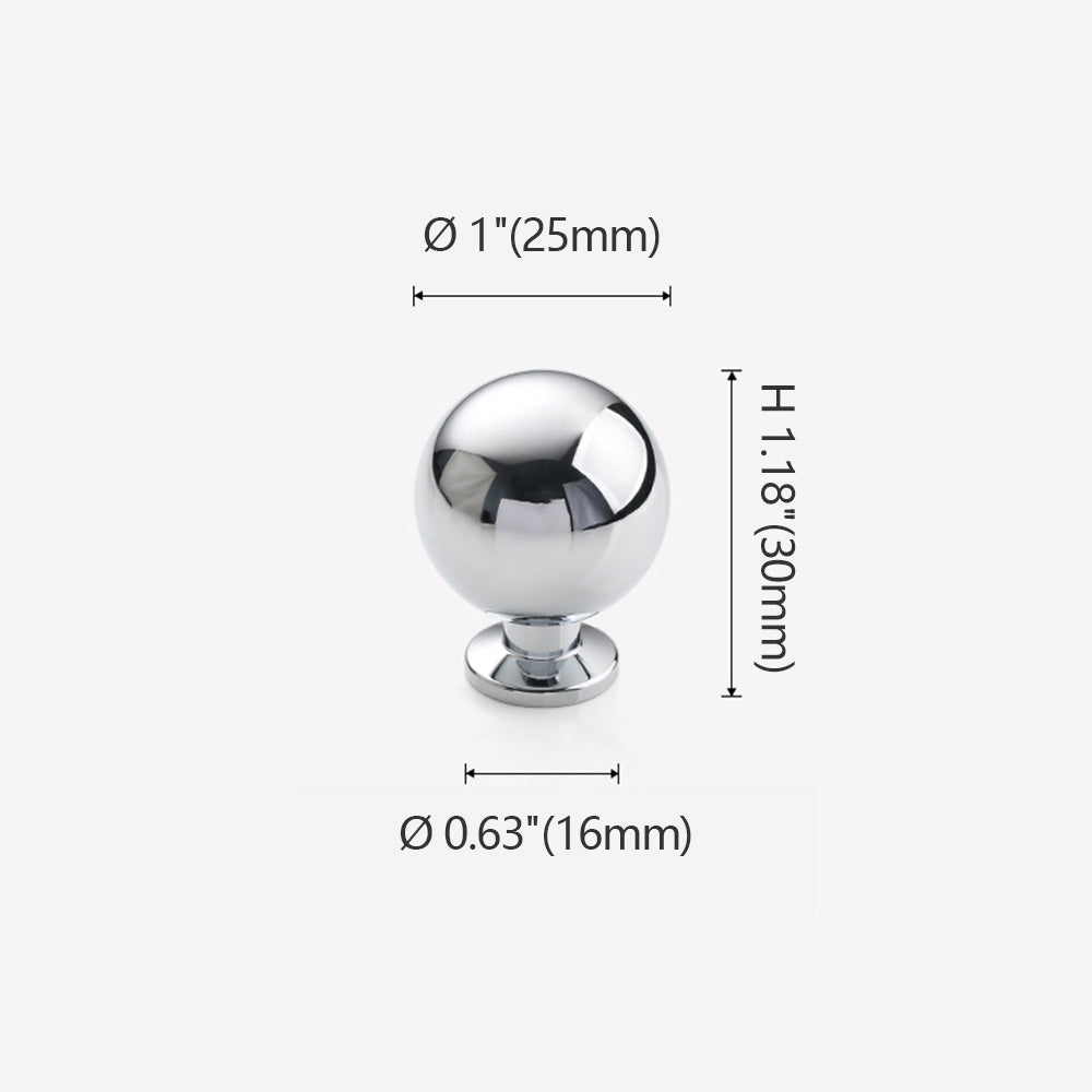Ø 1"(25mm) Chrome Plated Brass Ball Knob with Base