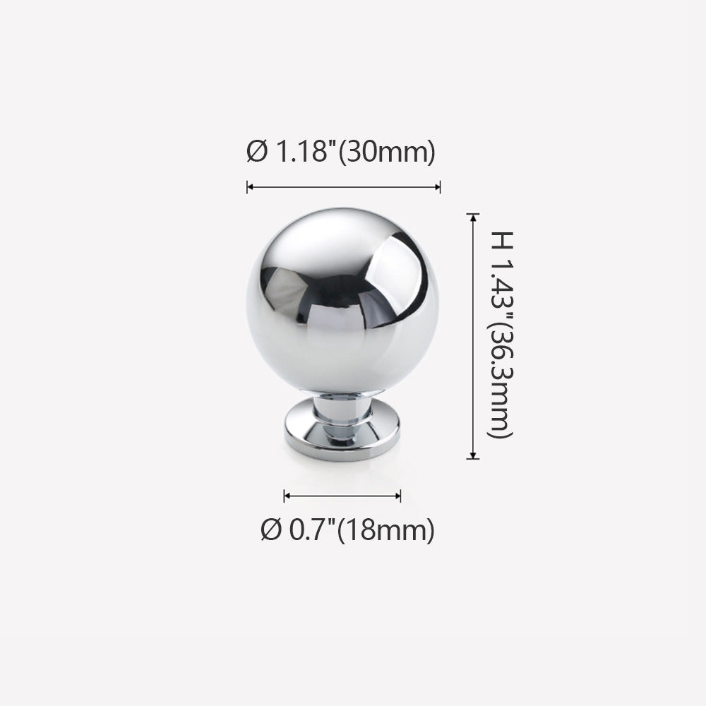 Ø 1.18"(30mm) Chrome Plated Brass Ball Knob with Base