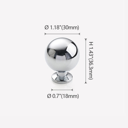 Ø 1.18"(30mm) Chrome Plated Brass Ball Knob with Base