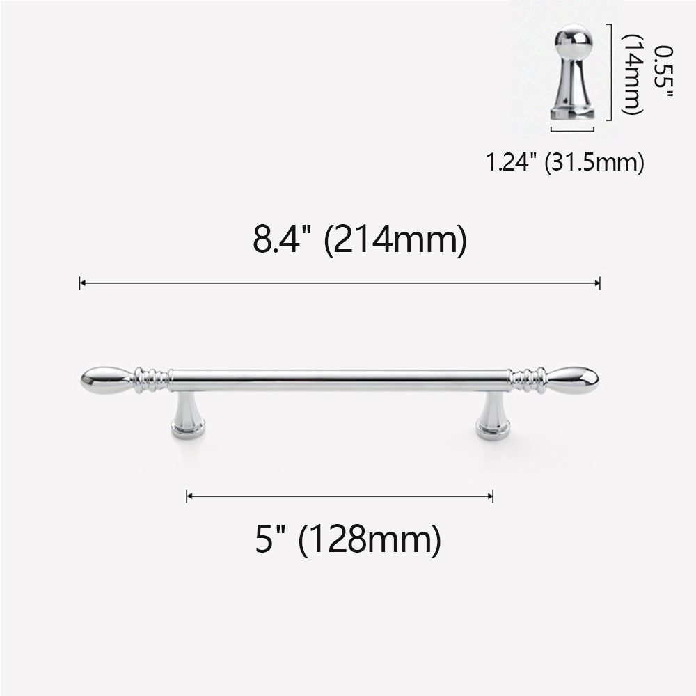 128mm Chrome Plated Brass Bar Cabinet Pull  Size