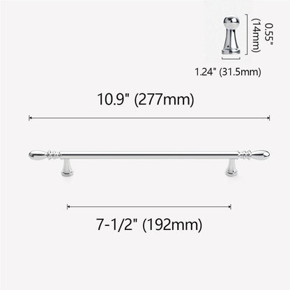 192mm Chrome Plated Brass Bar Cabinet Pull  Size