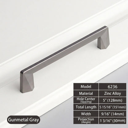 128mm Modern Geometric Gunmetal Gray Cabinet Pulls size - VisitHardware