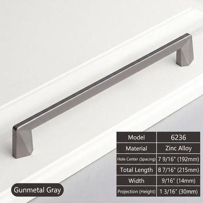 192 mm Modern Geometric Gunmetal Gray Cabinet Pulls Size - VisitHardware