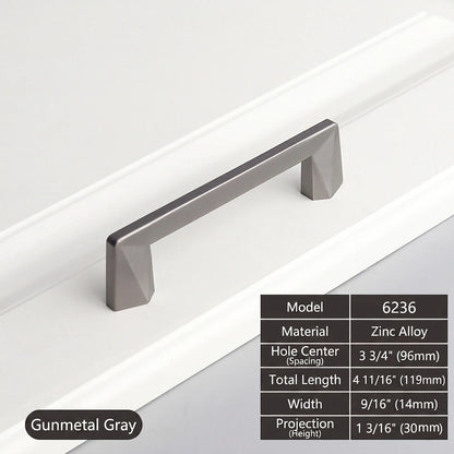96mm Modern Geometric Gunmetal Gray Cabinet Pulls size - VisitHardware