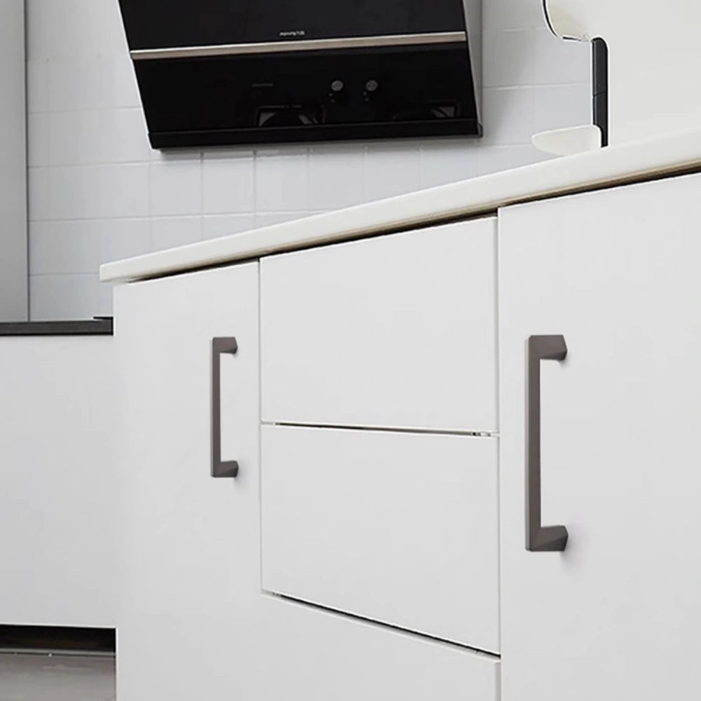 192 mm Modern Geometric Gunmetal Gray Cabinet Pulls Case - VisitHardware