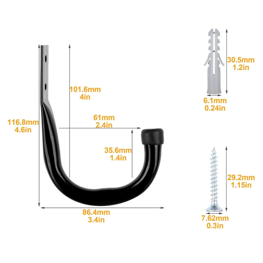 Heavy Duty J Hooks for Garage Wall Storage Size