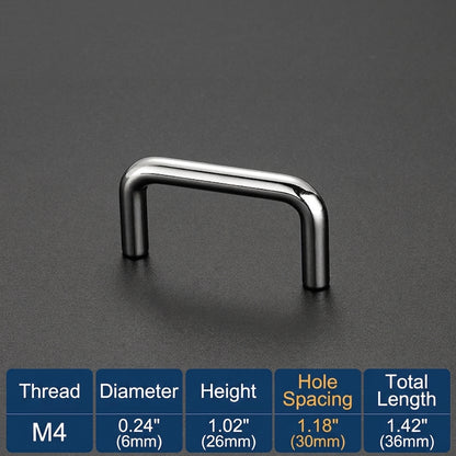 Polished Chrome U-Shape Cabinet Pull, 1 3/16" (30mm) - M4 Screw - VisitHardware