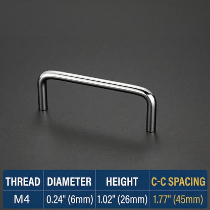 Polished Chrome U-Shape Cabinet Pull，1 3/4" (45mm) - M4 Screw - VisitHardware