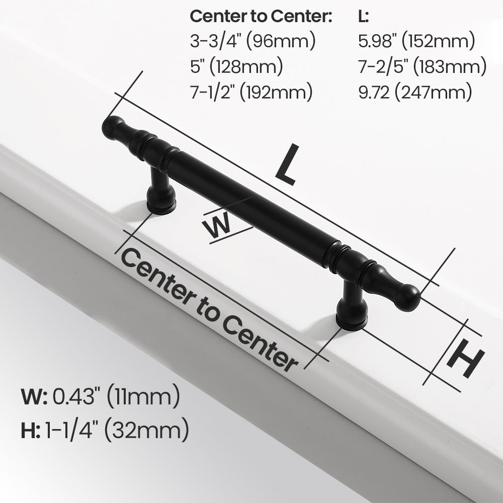 Matte Black Aluminum Cabinet Pulls Size
