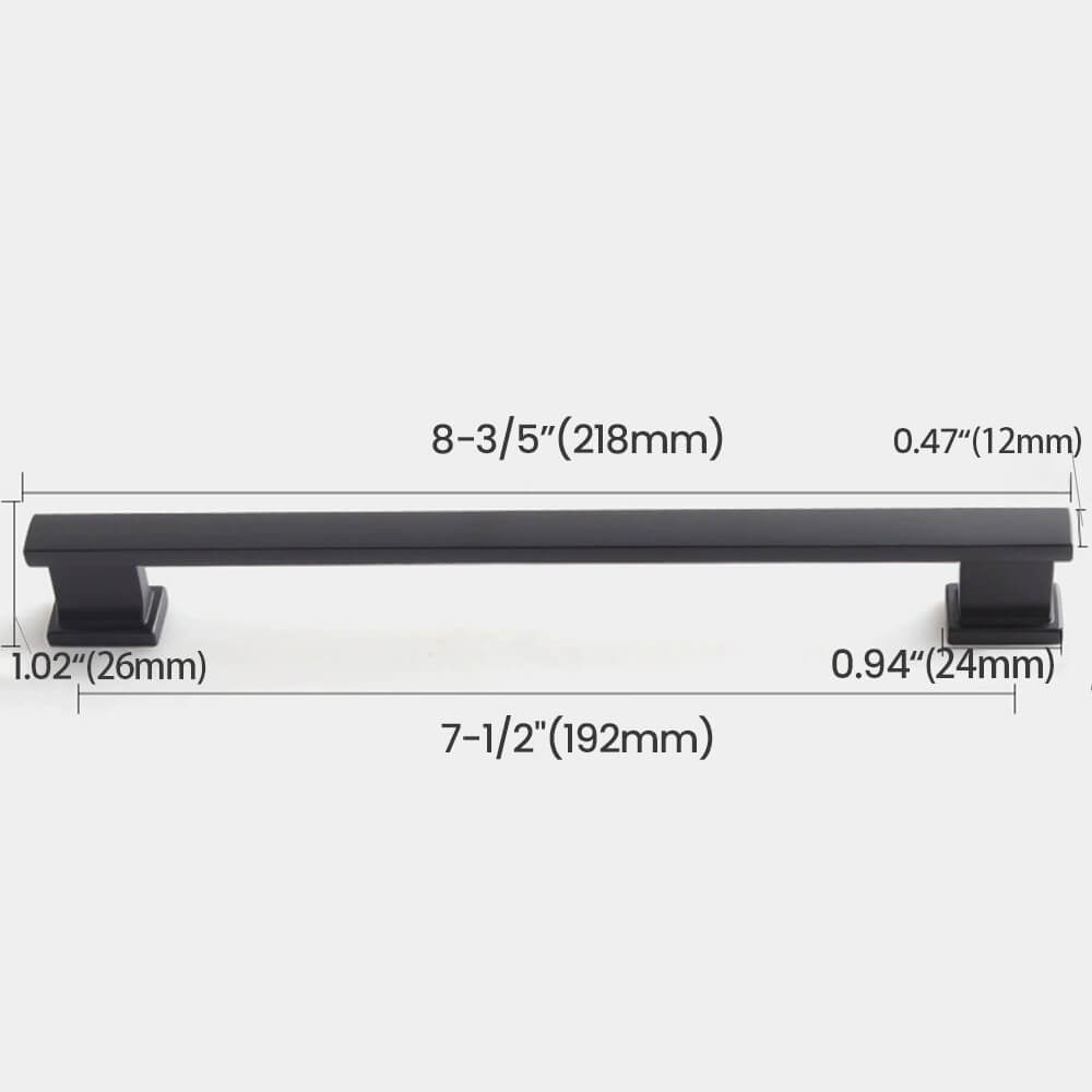 7-1/2“(192mm) Matte Black Cabinet Pull Size