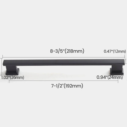 7-1/2“(192mm) Matte Black Cabinet Pull Size