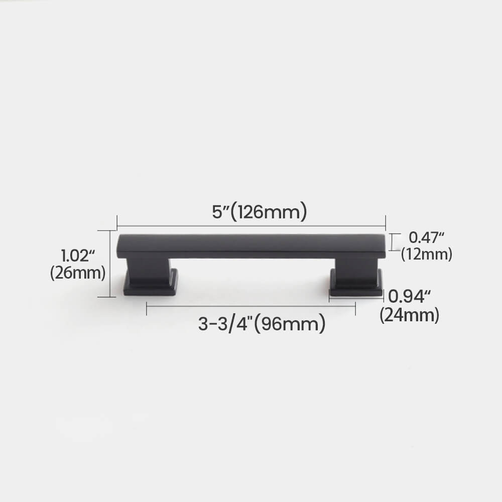 3-3/4" (96mm) Matte Black Cabinet Pull - VisitHardware