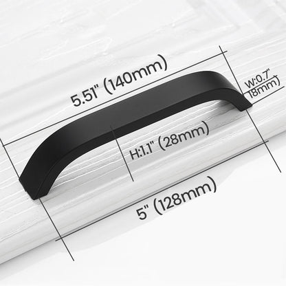 5"(128mm) Matte Black Curved Cabinet Pull Size
