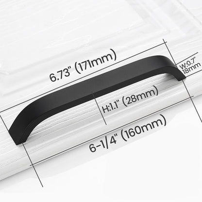 6-1/4"(160mm) Matte Black Curved Cabinet Pull Size