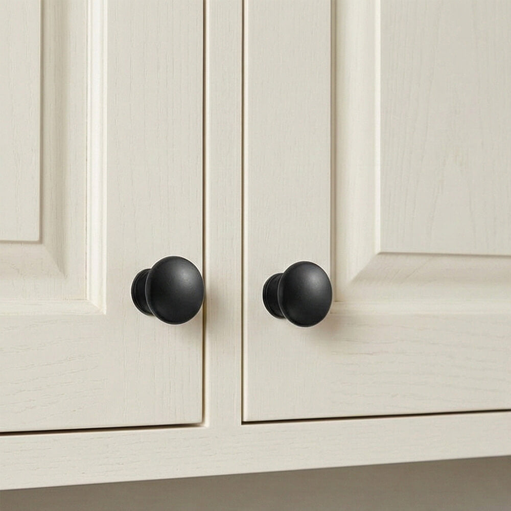Matte Black Round Single Hole Cabinet Knobs